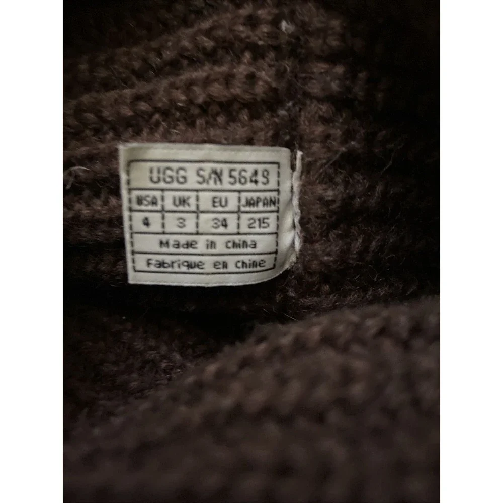 UGG Australia 5649 Women's Brown Woven Textile Fold Down Sweater Boots US Size 4